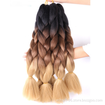 Jumbo Braiding Hair Extensions Braiding Hair 24 Inch Ombre Multiple Tone Colored Synthetic Hair for Women